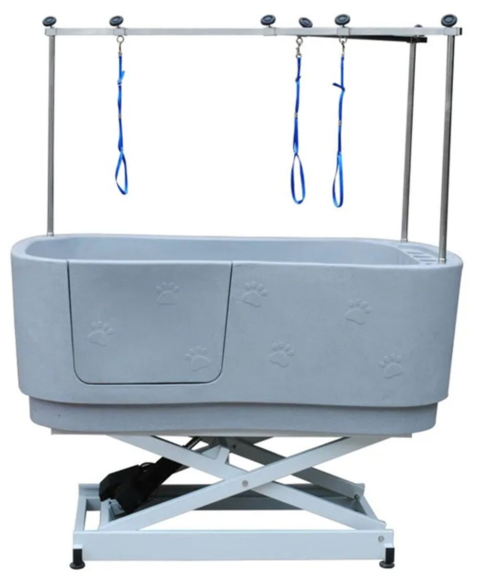 BE112 Elektrisk hundebadekar grått plast med galge